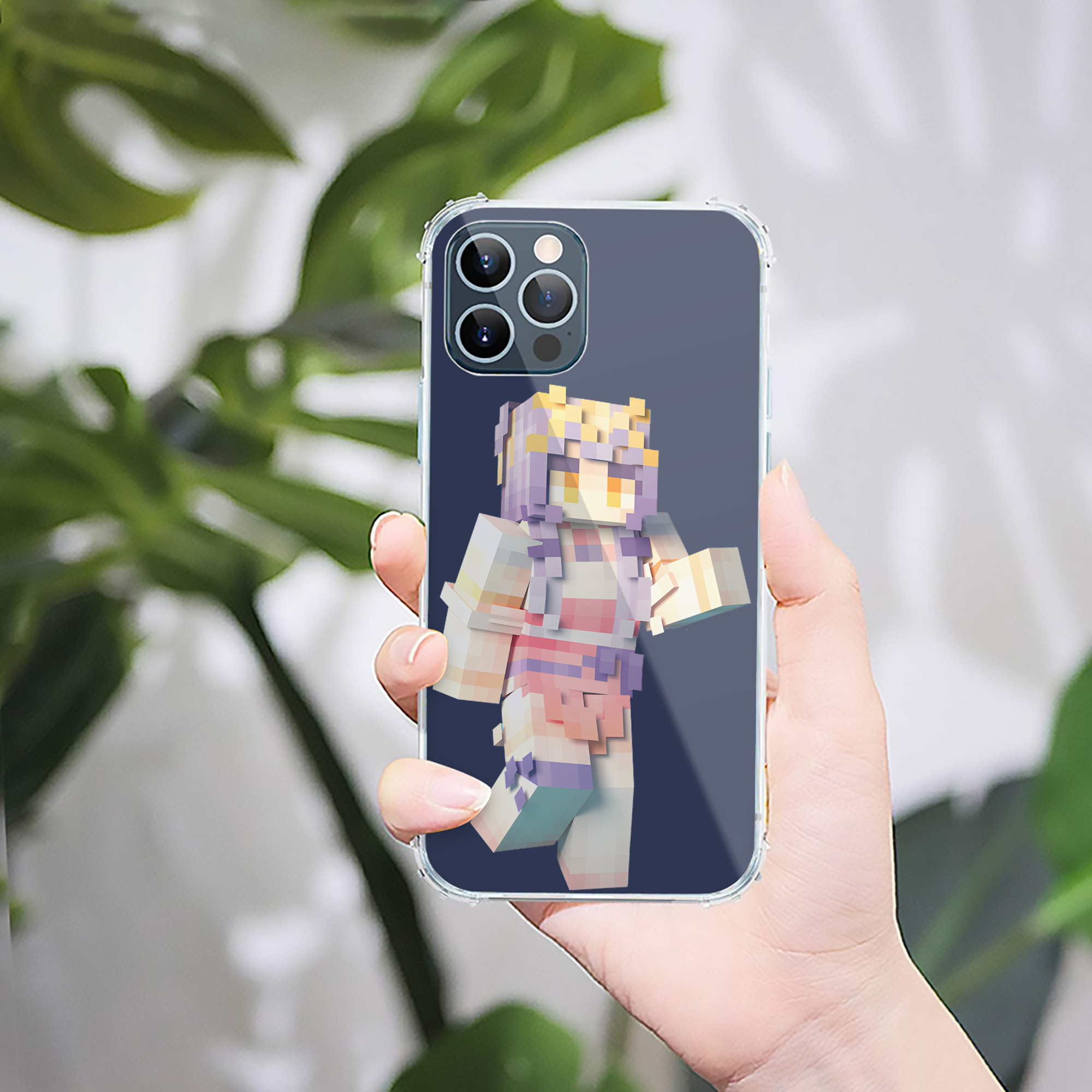 （画像用） マインクラフト ブロックの世界 Minecraft MC Block world 【iPhone 12シリーズ対応】透明スマホケース（クリアソフトケース）